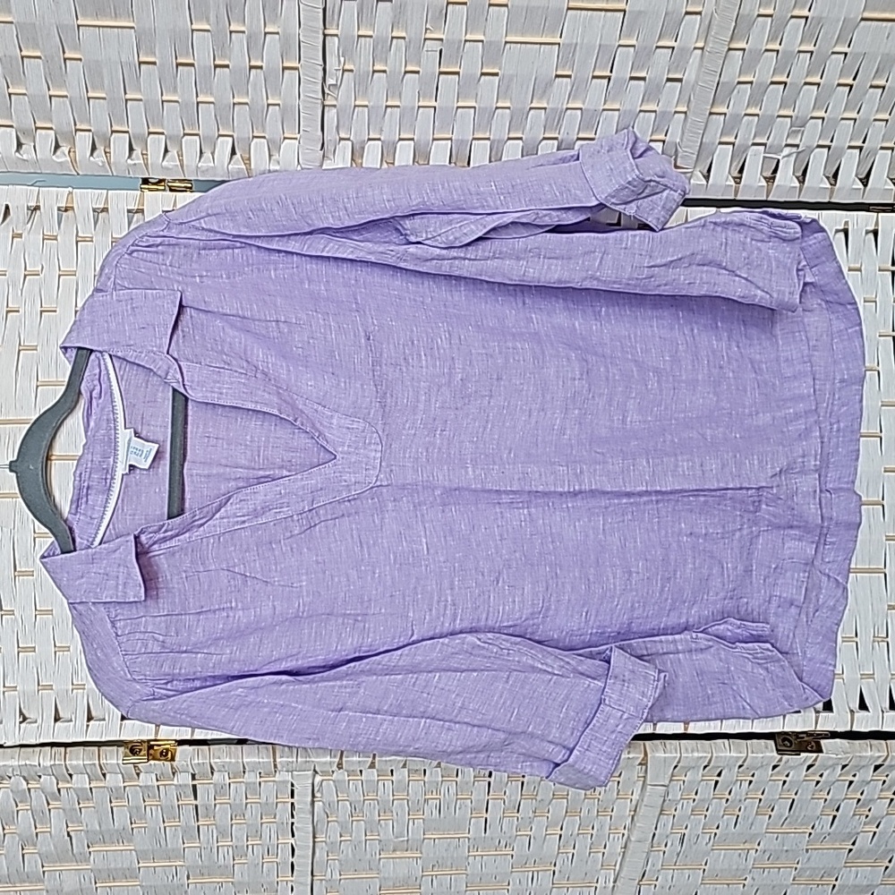 Sigrid Olsen Lilac Linen Pullover Top - 1X